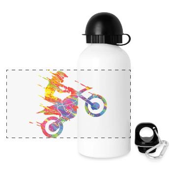 Motocross Colorful Paint Graphic Men Women & Kids - Panoramic Thermal Bottle with Lid 500 ml - white - Front