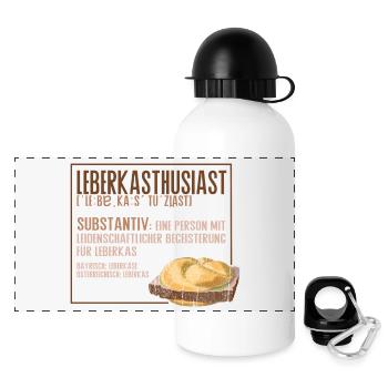 Österreichisch Bayrisch Leberkas Enthusiast - Panorama Trinkflasche mit Deckel 500 ml - Weiß - Vorne