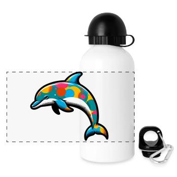 Delfin - Panorama Trinkflasche mit Deckel 500 ml - Weiß - Vorne