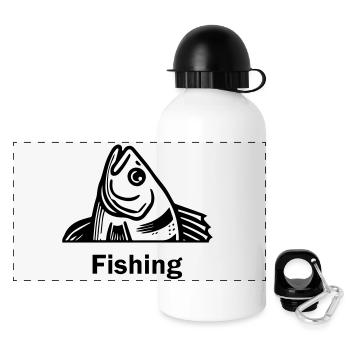 Gefangener Barsch - Fishing Design - Panorama Trinkflasche mit Deckel 500 ml - Weiß - Vorne