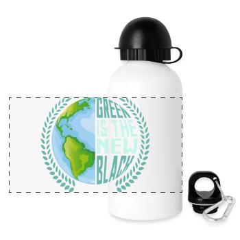 Green Is The New Black Planet Earth Day - Panoramic Thermal Bottle with Lid 500 ml - white - Front