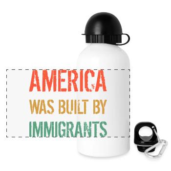 AMERICA WAS BUILT BY IMMIGRANTS Flüchtlingsrechte - Panoramic Thermal Bottle with Lid 500 ml - white - Front