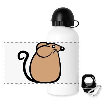 Maus Mäuschen Süße Kleine Ratte Nager Freundlich - Panorama Trinkflasche mit Deckel 500 ml - Weiß - Vorne