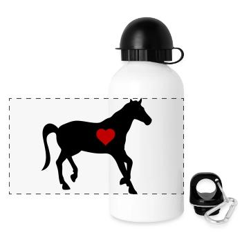 Horse Love Heart 2 - Panoramic Thermal Bottle with Lid 500 ml - white - Front