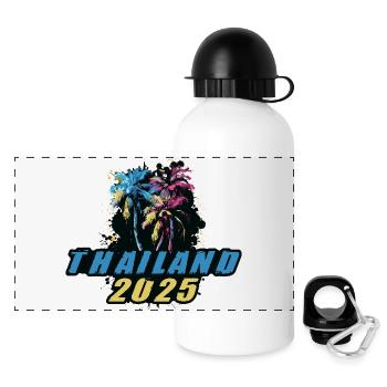 Thaïlande 2025 Vacances Palmiers Colorés - Gourde panoramique avec couvercle 500 ml - blanc - Devant