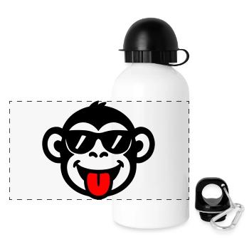 Affe Zunge Lustig - Panorama Trinkflasche mit Deckel 500 ml - Weiß - Vorne