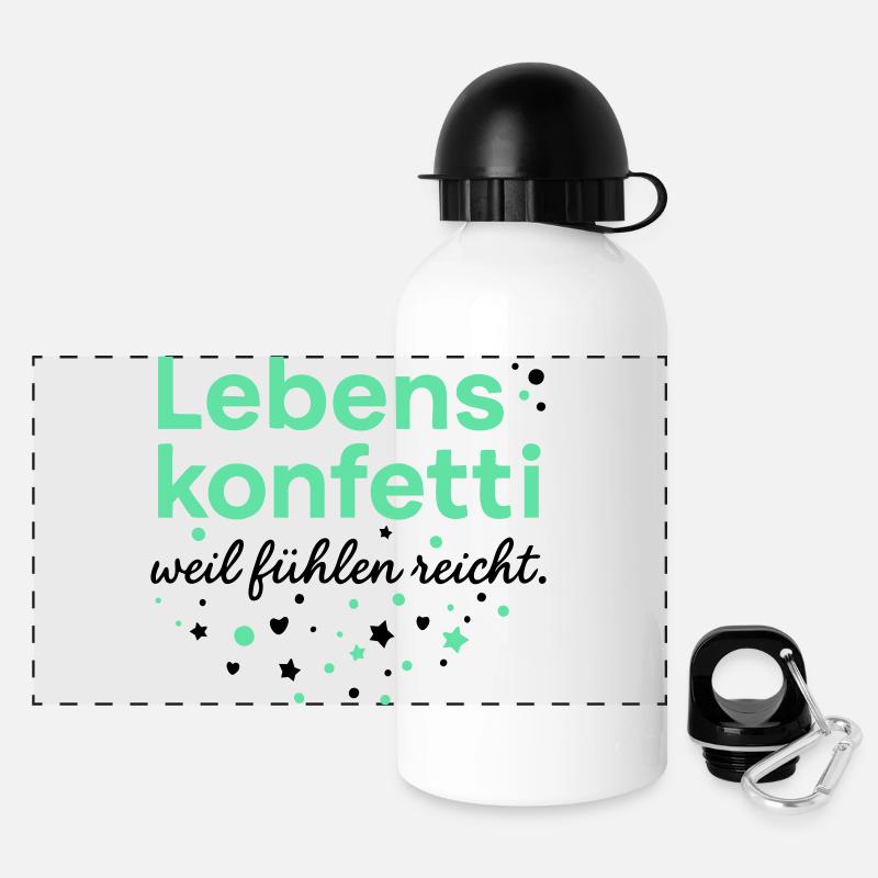 Lebenskonfetti - Was uns Frauen gefällt :-) - Panorama Trinkflasche mit Deckel 500 ml - Weiß