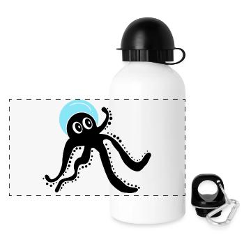 Schwarze Krake - Panorama Trinkflasche mit Deckel 500 ml - Weiß - Vorne