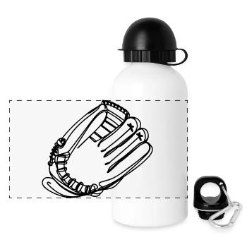 Baseball Handschuh Zeichnung - Panorama Trinkflasche mit Deckel 500 ml - Weiß - Vorne
