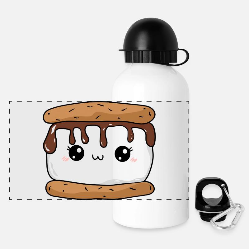 Kawaii Smore Mignon Gourmand - Gourde panoramique avec couvercle 500 ml - blanc