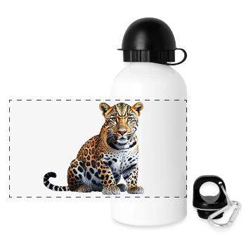 Leopard - Panorama Trinkflasche mit Deckel 500 ml - Weiß - Vorne