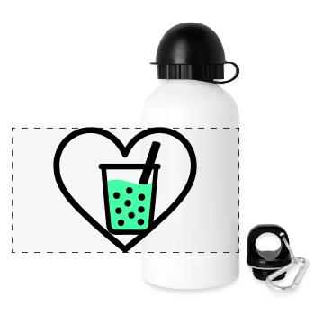 Bubble Tea Heart Boba Drink Sweet Trend - Panorama Trinkflasche mit Deckel 500 ml - Weiß - Vorne