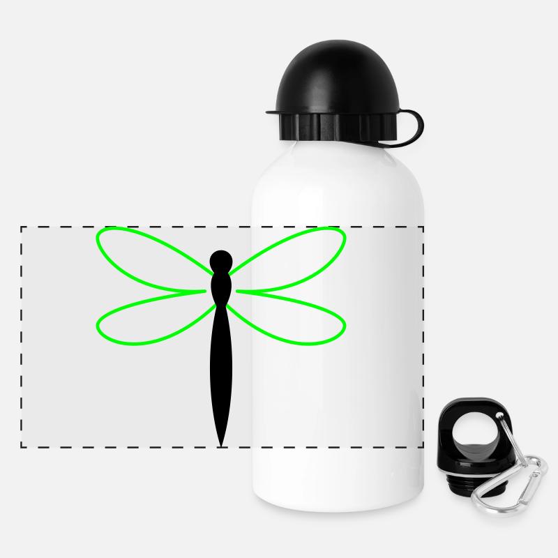 Silhouette de la Libellule - Gourde panoramique avec couvercle 500 ml - blanc