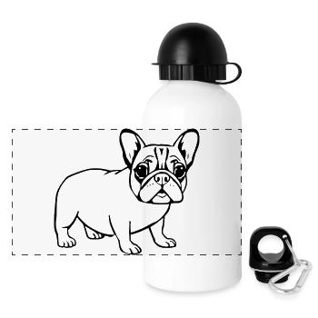 Cadeau de Noël du bouledogue français - Gourde panoramique avec couvercle 500 ml - blanc - Devant