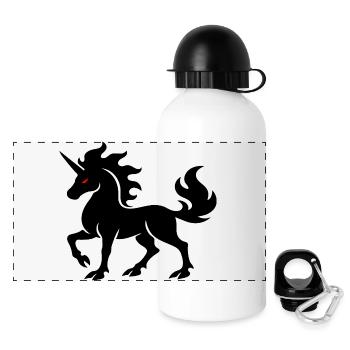Licorne Ombre avec Art Sombre Fantastique Œil Rouge - Gourde panoramique avec couvercle 500 ml - blanc - Devant