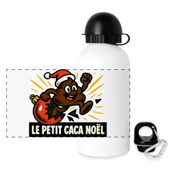 Der kleine Weihnachtskot - Panorama Trinkflasche mit Deckel 500 ml - Weiß - Vorne