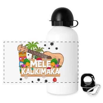 Hawaiian Ukulele Uke Christmas - Panorama Trinkflasche mit Deckel 500 ml - Weiß - Vorne