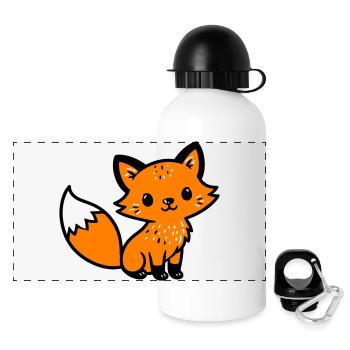 Fuchs Niedlich Comic - Panorama Trinkflasche mit Deckel 500 ml - Weiß - Vorne