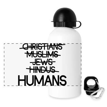 Les humains avant la religion - Message - Gourde panoramique avec couvercle 500 ml - blanc - Devant