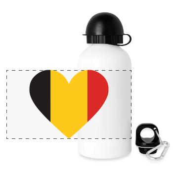 Humour,Belge, belgique, drapeau, frite, frites - Gourde panoramique avec couvercle 500 ml - blanc - Devant