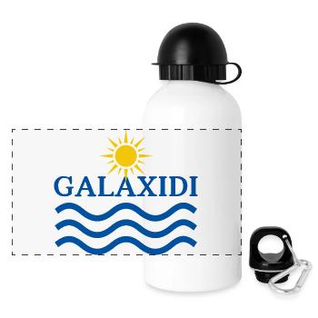 Galaxidi-Sonne und Wellen - Panorama Trinkflasche mit Deckel 500 ml - Weiß - Vorne