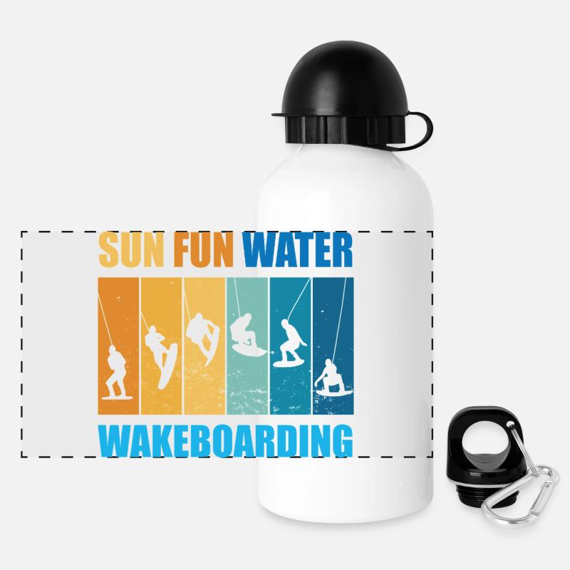 Sun, Fun, Water, Wakeboarding - Panoramic Thermal Bottle with Lid 500 ml - white