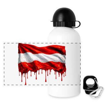 Austrian flag in bright colours - Panoramic Thermal Bottle with Lid 500 ml - white - Front