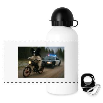 Moped von Polizeiauto gejagt - Panorama Trinkflasche mit Deckel 500 ml - Weiß - Vorne