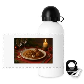 Buckwheat balls in gravy - Panoramic Thermal Bottle with Lid 500 ml - white - Front