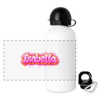 ISABELLA GRAFFITI NAME FÜR PERFEKTES GESCHENK DRUCKBAR - Panorama Trinkflasche mit Deckel 500 ml - Weiß - Vorne