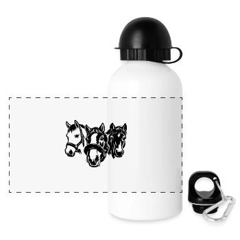 Drei Pferde Silhouetten in Schwarz - Panorama Trinkflasche mit Deckel 500 ml - Weiß - Vorne
