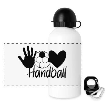 Handball love - Panorama Trinkflasche mit Deckel 500 ml - Weiß - Vorne