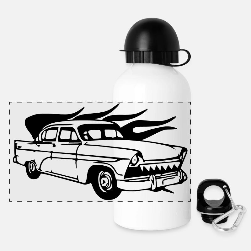 vintage car - Gourde panoramique avec couvercle 500 ml - blanc