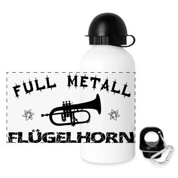 volksmusik_fm-flügelhorn - Panorama Trinkflasche mit Deckel 500 ml - Weiß - Vorne