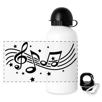 musik_noten___f1 - Panoramic Thermal Bottle with Lid 500 ml - white - Front