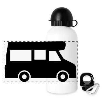 camp , camping, camping , caravan, trekking , hiki - Panorama Trinkflasche mit Deckel 500 ml - Weiß - Vorne