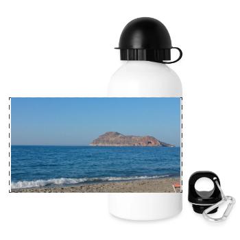 Griechische Landschaft - Panorama Trinkflasche mit Deckel 500 ml - Weiß - Vorne