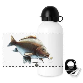 Spiegelkarpfen Ronnie Rig Angeldesign - Panorama Trinkflasche mit Deckel 500 ml - Weiß - Vorne