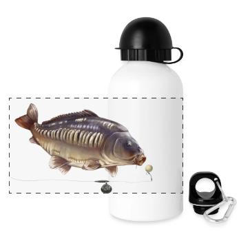 Mirror Carp Fishing Boilie Rig Design Angler Bite - Panoramic Thermal Bottle with Lid 500 ml - white - Front