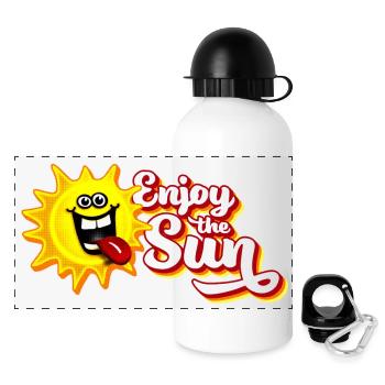 Enjoy the sun / Summer feeling / Retro-Look - Panoramic Thermal Bottle with Lid 500 ml - white - Front