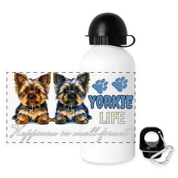 Yorkie puppys - Panoramic Thermal Bottle with Lid 500 ml - white - Front