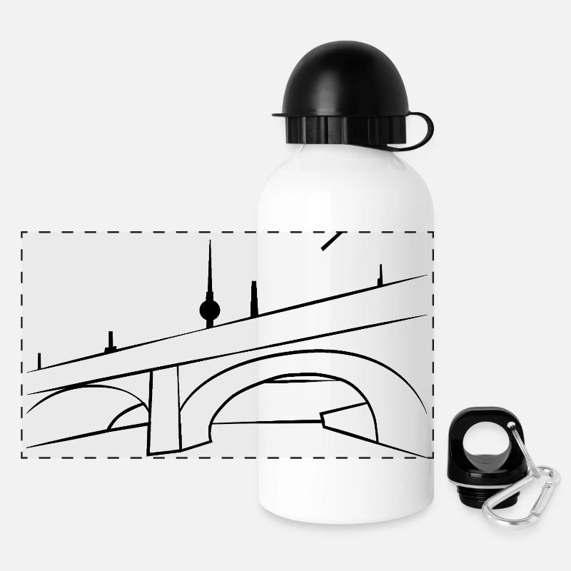 Urban Sketch Spreebrücke s - Panorama Trinkflasche mit Deckel 500 ml - Weiß