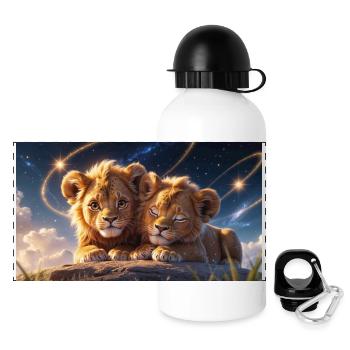 Two Little Lions - Panoramic Thermal Bottle with Lid 500 ml - white - Front