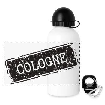 Vintage Stadtmarke Cologne Schriftzug - Panorama Trinkflasche mit Deckel 500 ml - Weiß - Vorne