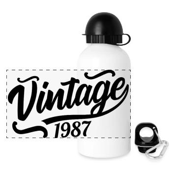 1987 Né en 1987, 56e anniversaire - Gourde panoramique avec couvercle 500 ml - blanc - Devant