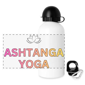 Ashtanga Yoga Gradient Schrift - Panorama Trinkflasche mit Deckel 500 ml - Weiß - Vorne