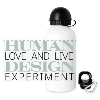 HUMAN DESIGN Experiment leben - Panorama Trinkflasche mit Deckel 500 ml - Weiß - Vorne