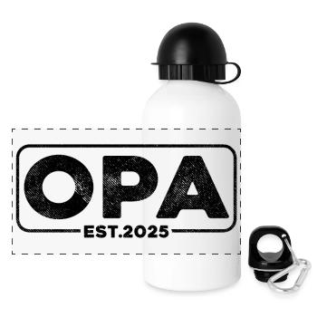Opa 2025 - Panorama Trinkflasche mit Deckel 500 ml - Weiß - Vorne