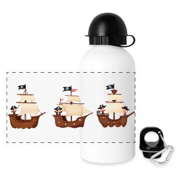 Child pirates on pirate ship - Panoramic Thermal Bottle with Lid 500 ml - white - Front