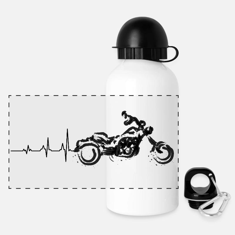 Moto à battement de cœur - Gourde panoramique avec couvercle 500 ml - blanc